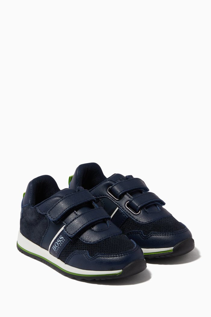 

Logo Sneakers in Leather & Textile, Blue