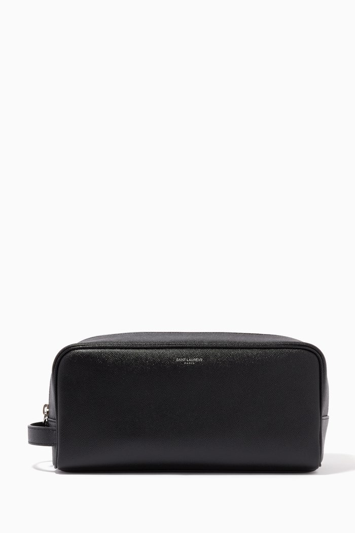 

Grooming Case in Grain De Poudre Embossed Leather, Black