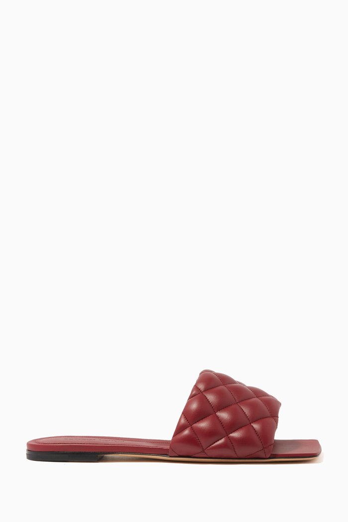 Padded Slide Sandals in Nappa, Red