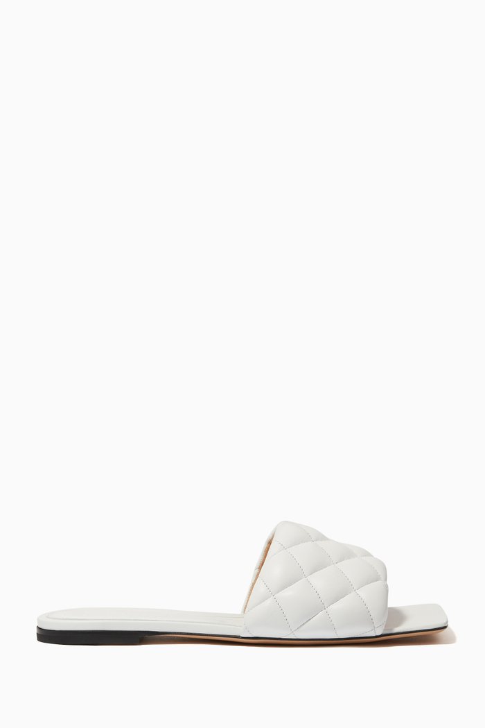 

Padded Slide Sandals in Nappa, White