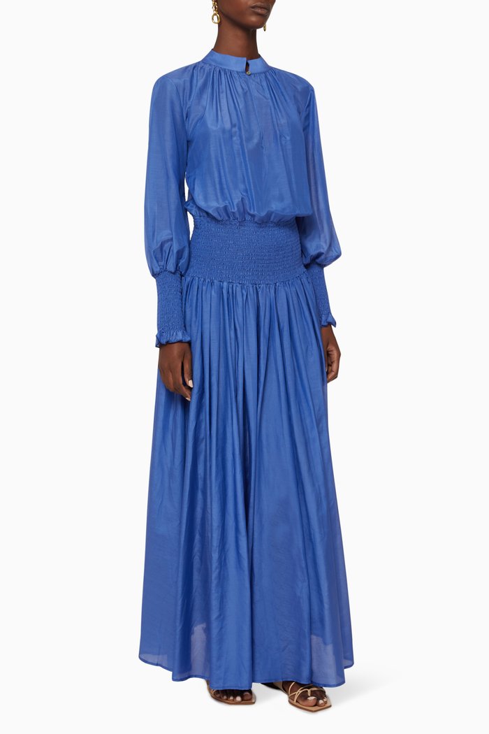Delilah Silk Maxi Dress, Blue
