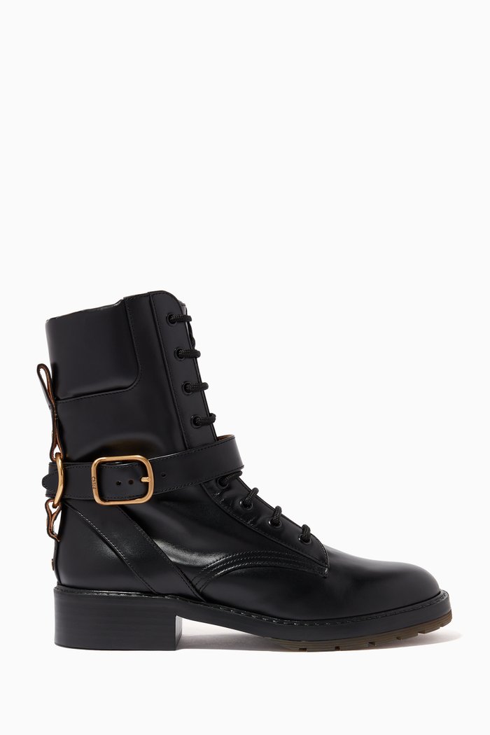 

Diane Lace-up Boots in Brushed Calfskin, Black