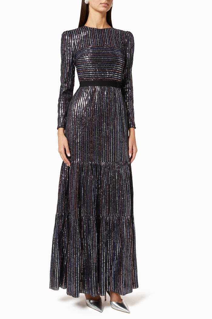 

Sequinned Tiered Maxi Dress, Multicolour