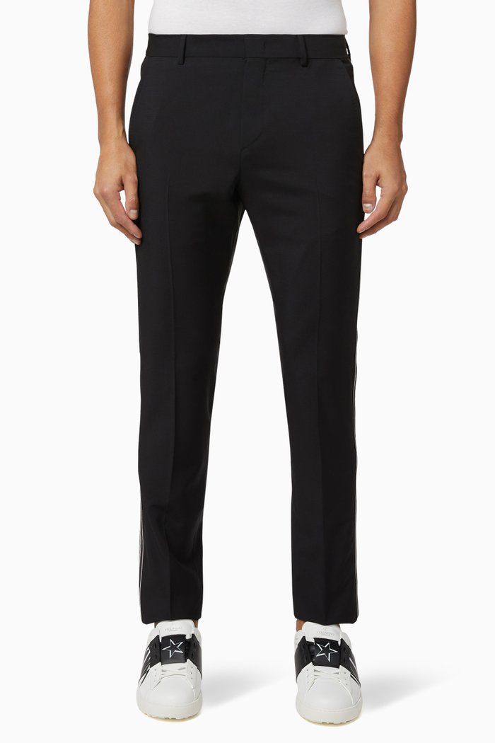 

Slim-Fit Mohair Wool Pants, Black