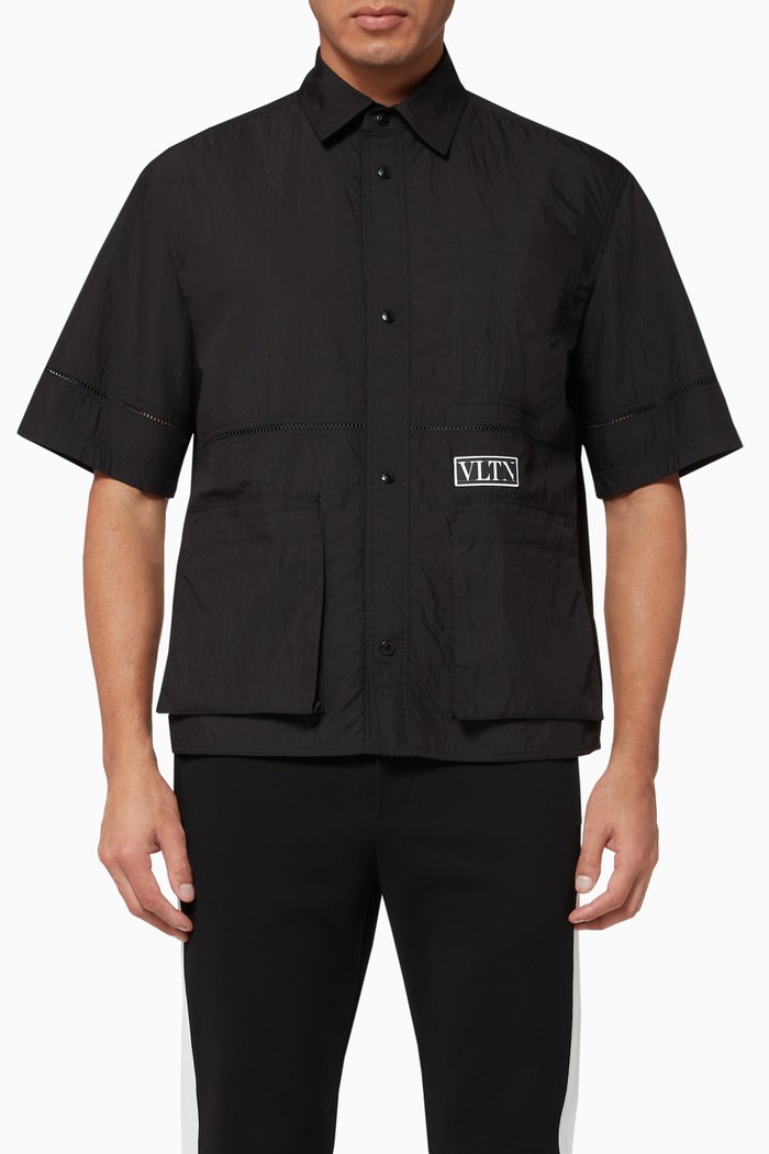 

VLTN TAG Technical Cotton Shirt, Black