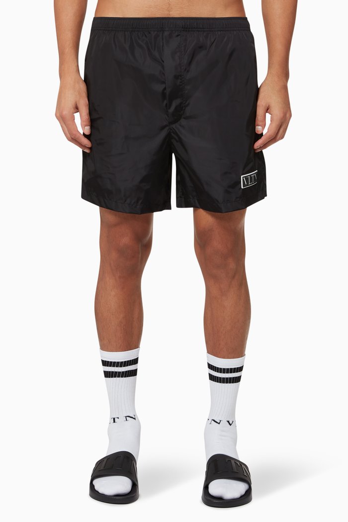 

VLTN TAG Nylon Swim Shorts, Black