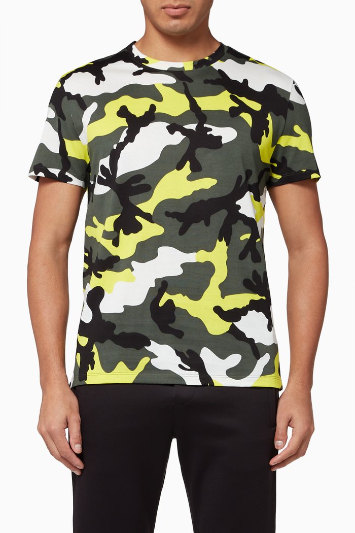 

Camouflage Print Cotton T-Shirt, Yellow
