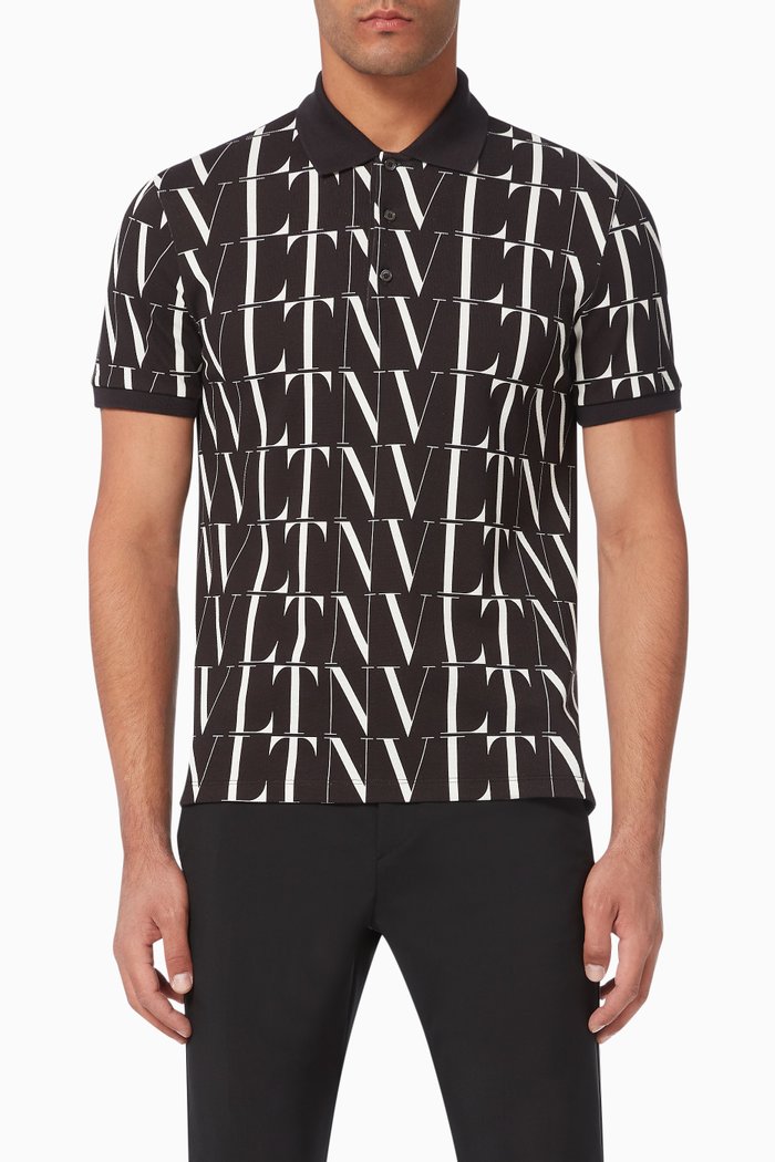 

VLTN TIMES Cotton Piqué Polo, Black