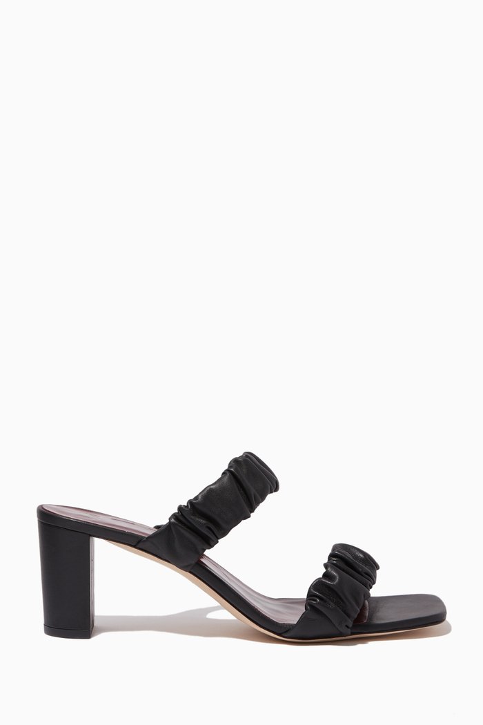 

Frankie 65 Ruched Sandals in Leather, Black