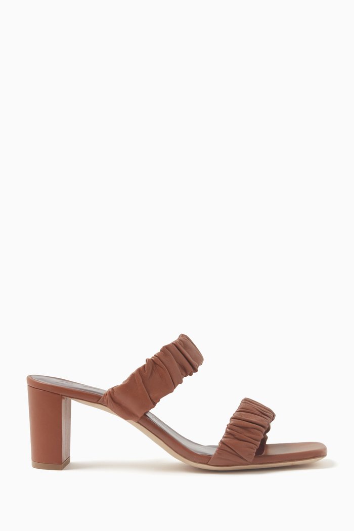 

Frankie 65 Ruched Sandals in Leather, Brown