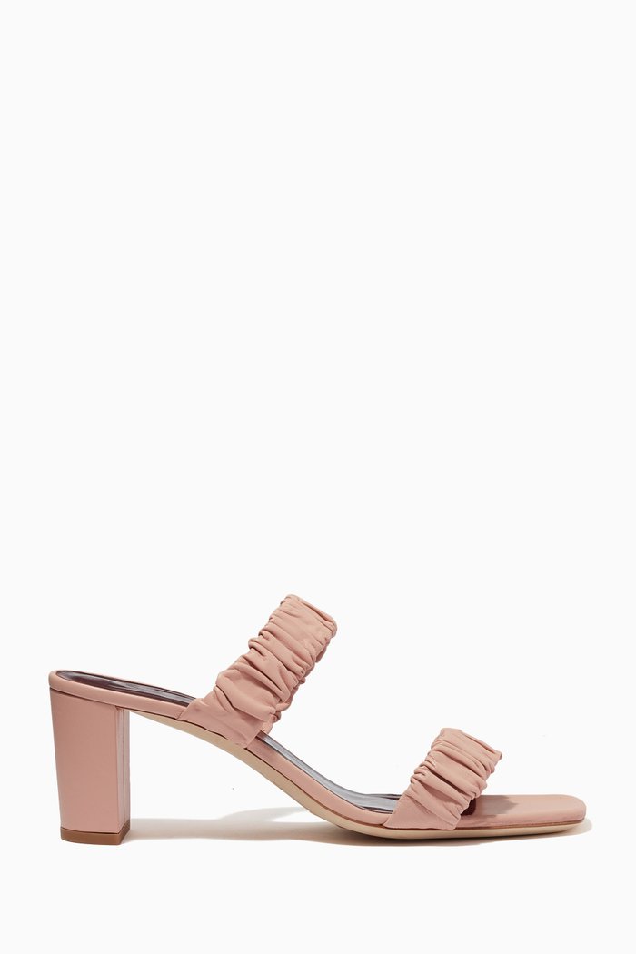 

Frankie Ruched Sandals in Leather, Pink