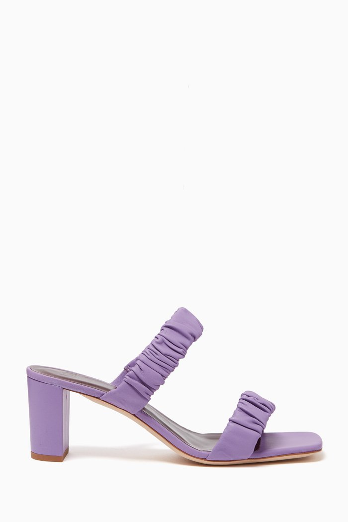 

Frankie 60 Ruched Sandals in Leather, Purple