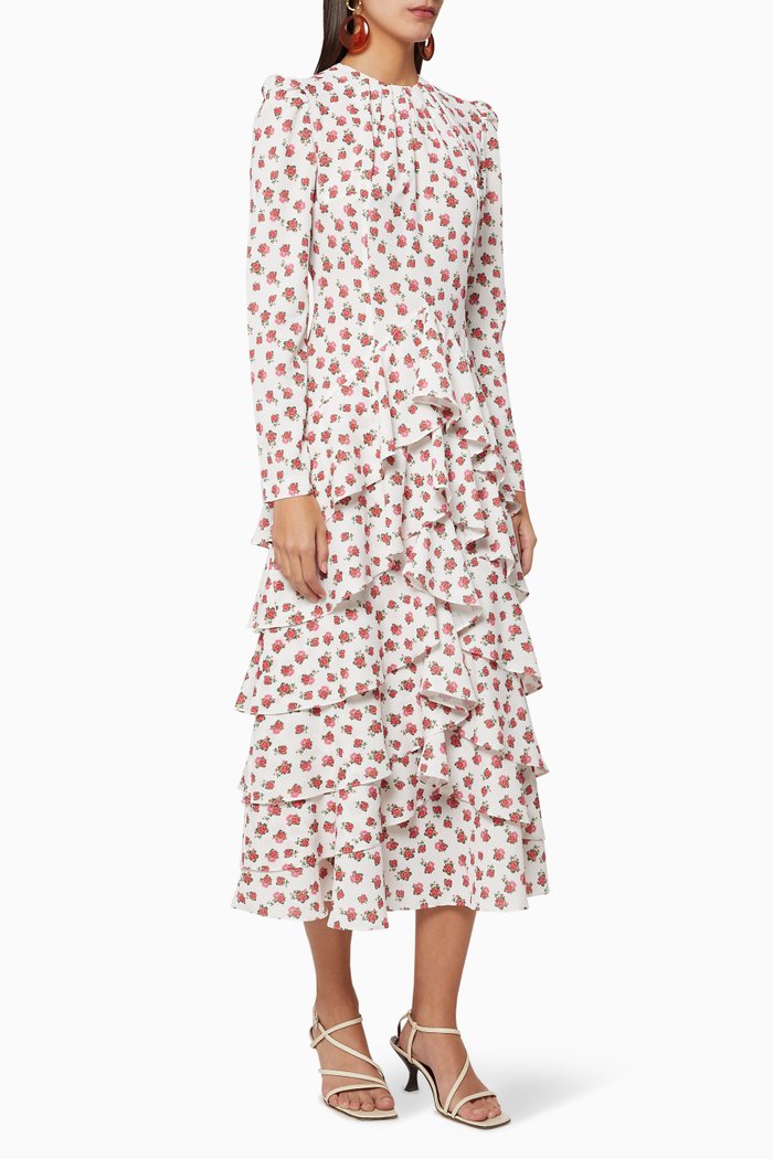 

Allia Floral Dress, White