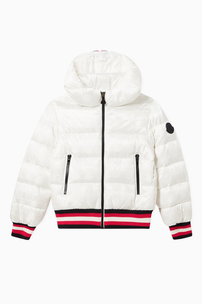 

Hooded Puffer Bomber Jacket, White