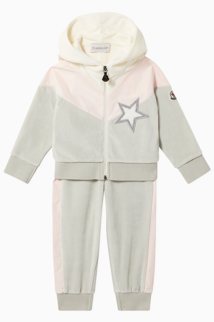 

Hooded Sweatshirt & Sweatpants Chenille Set, Grey