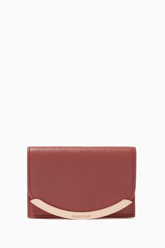 

Lizzie Card Holder in Grained Calfskin, Brown