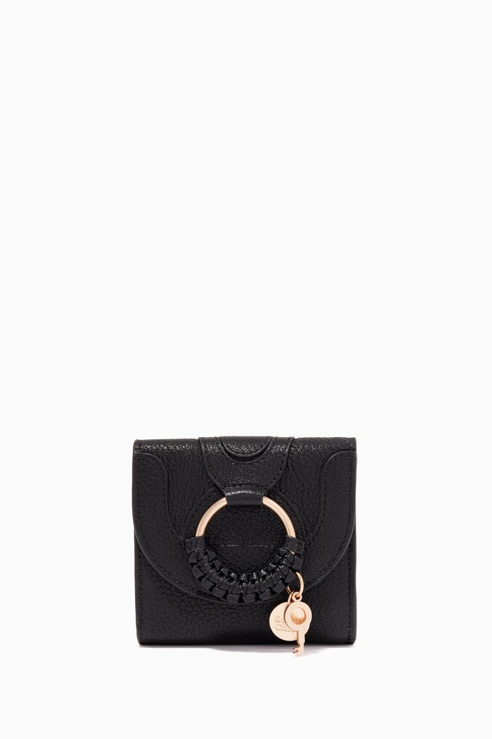 

Hana Square Wallet in Grained Goatskin, Black