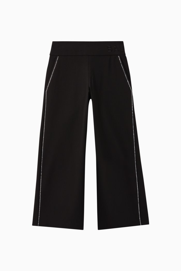 

Shiny Details Stretch Wool Pants, Black