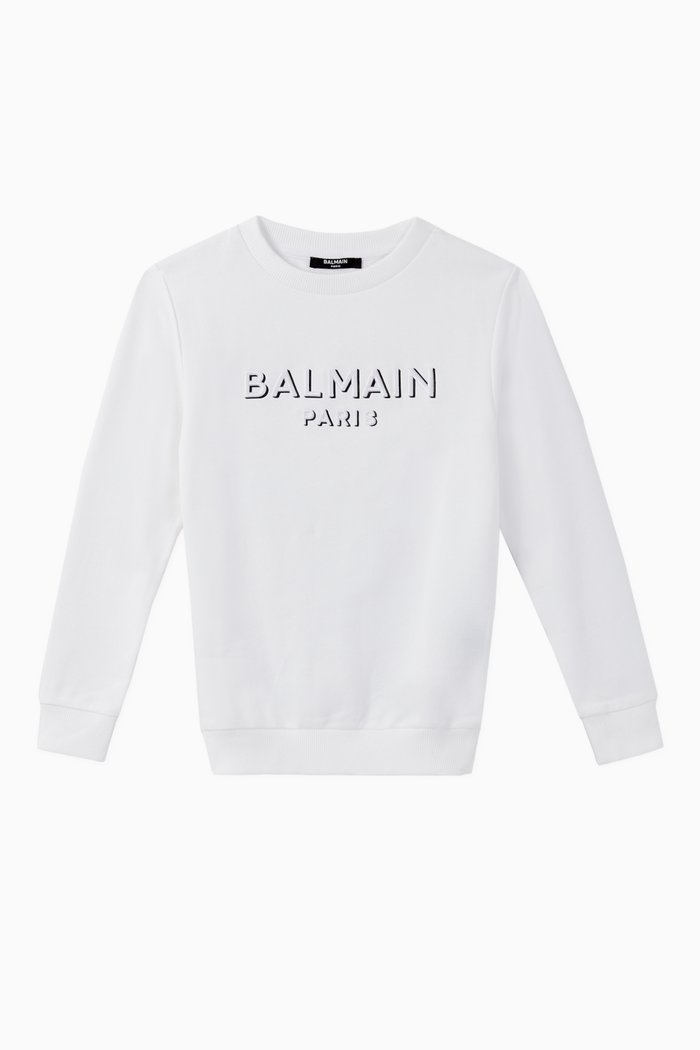 Logo Embroidery Cotton Sweatshirt, White