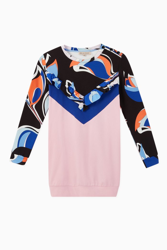 

Heliconia Print Sweatshirt Dress, Pink