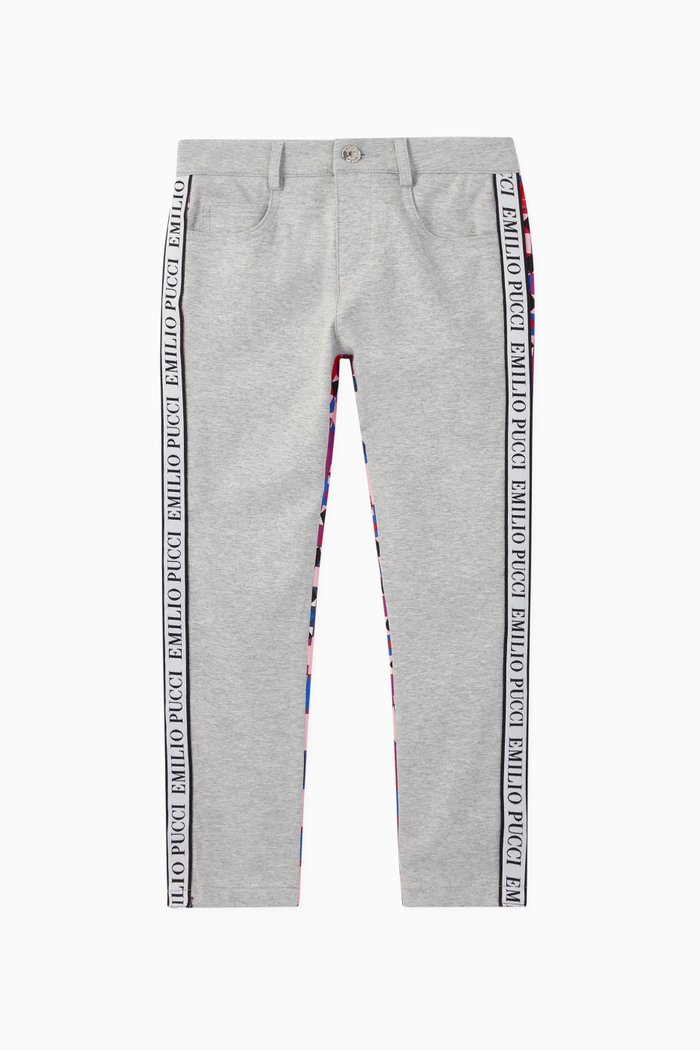 

Geometric Print Logo Pants, Grey