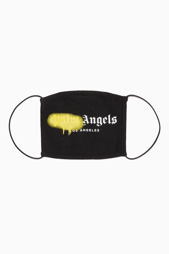 

Los Angeles Sprayed Logo Face Mask in Cotton, Black