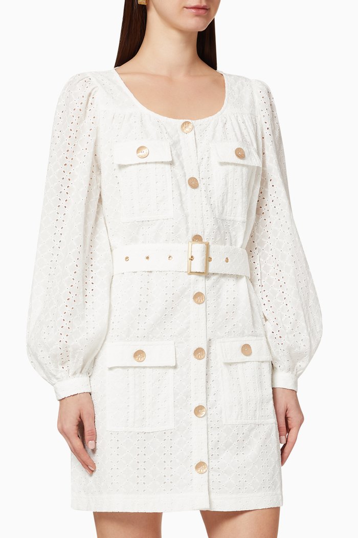 

Bronte Utility Cotton Broderie Dress, White