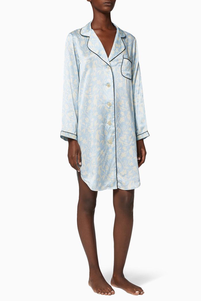 

Jillian Paradise Silk Night Shirt, Blue