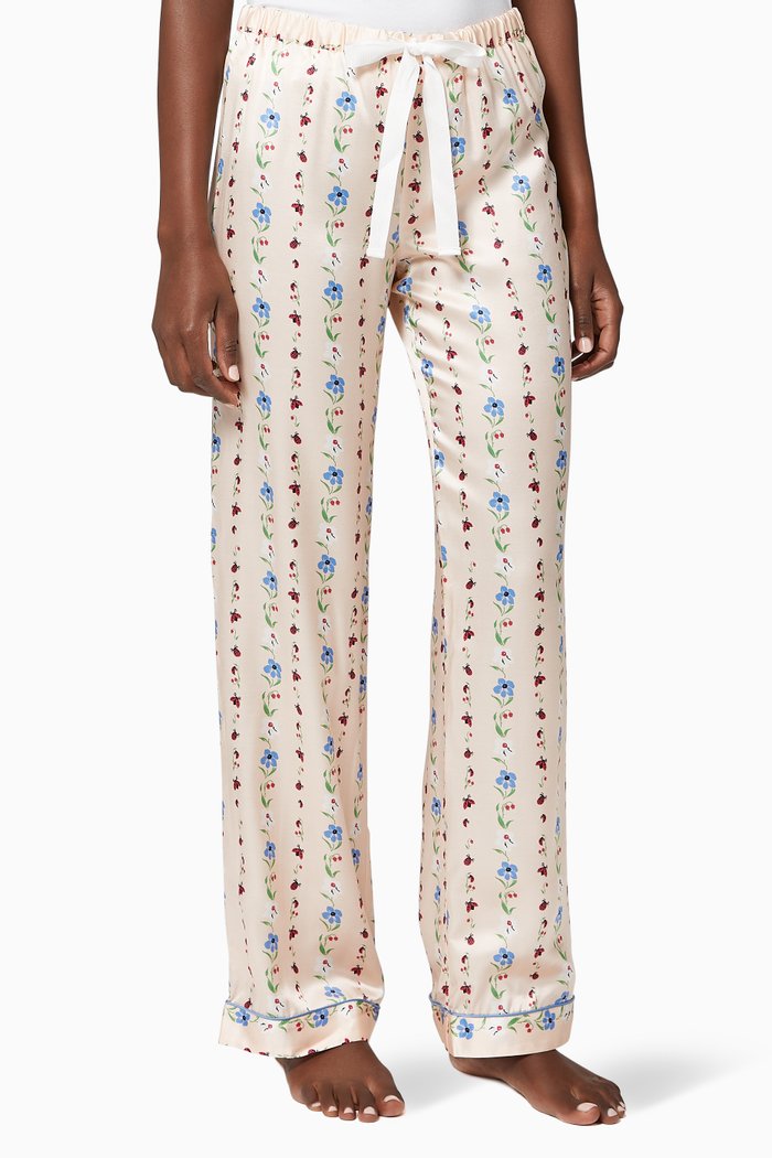 

Chantal Lanie Bug Stripe Silk Pants, Pink