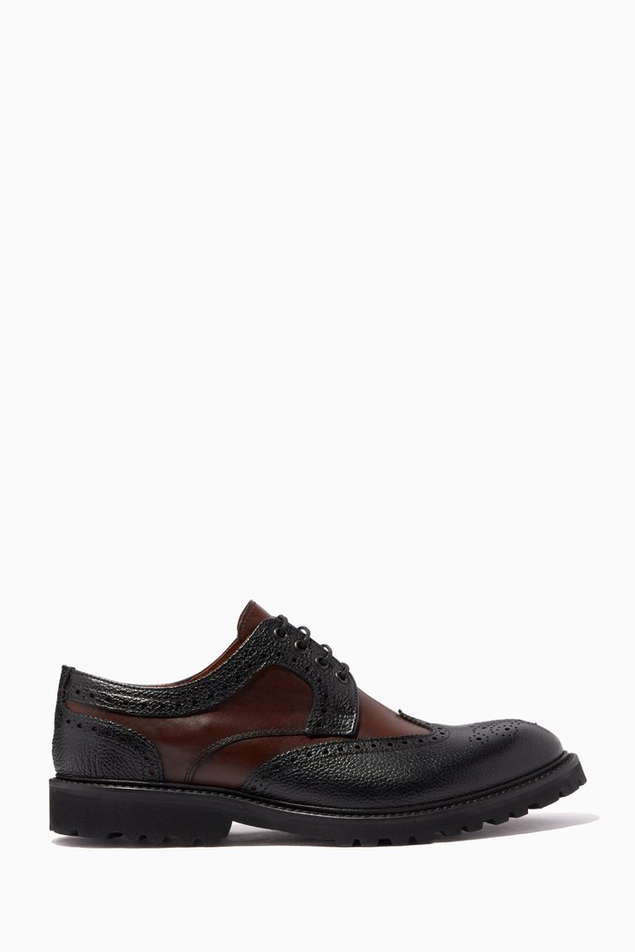 

Brogue Oxford Shoes in Leather, Brown