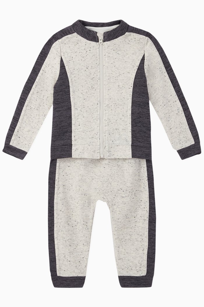 

Colour Blocked Tracksuit & T-Shirt Set, Grey