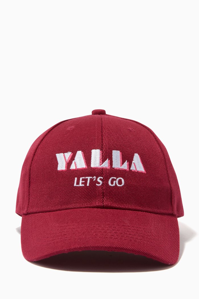 

"YALLA/ Let's Go" Cap in Cotton, Burgundy