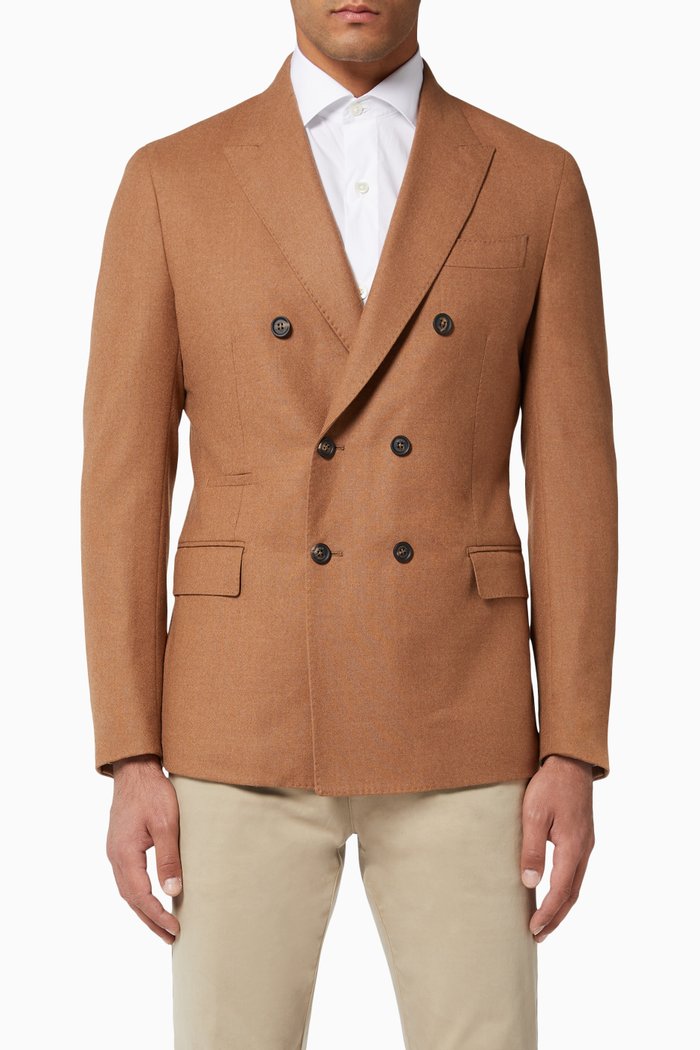 

Double-Breasted Wool Jacket, Neutral