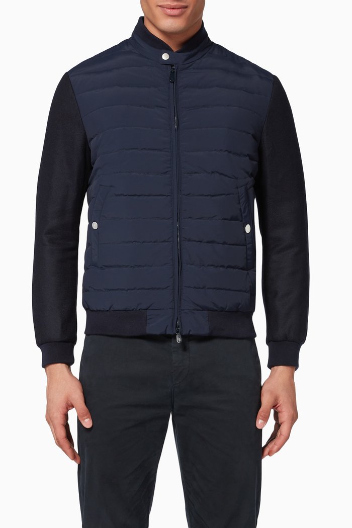 

Nylon Padded Bomber, Blue