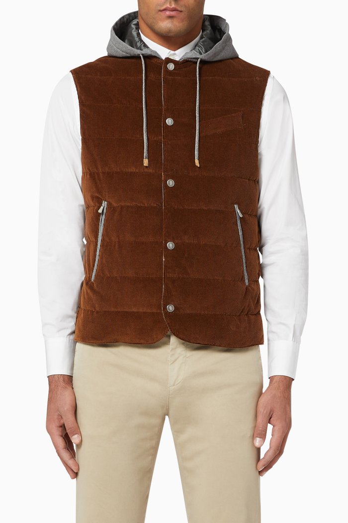 

Curodroy Hood Down Gilet, Neutral