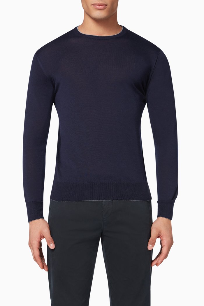 

Wool & Silk Knit Sweater, Blue