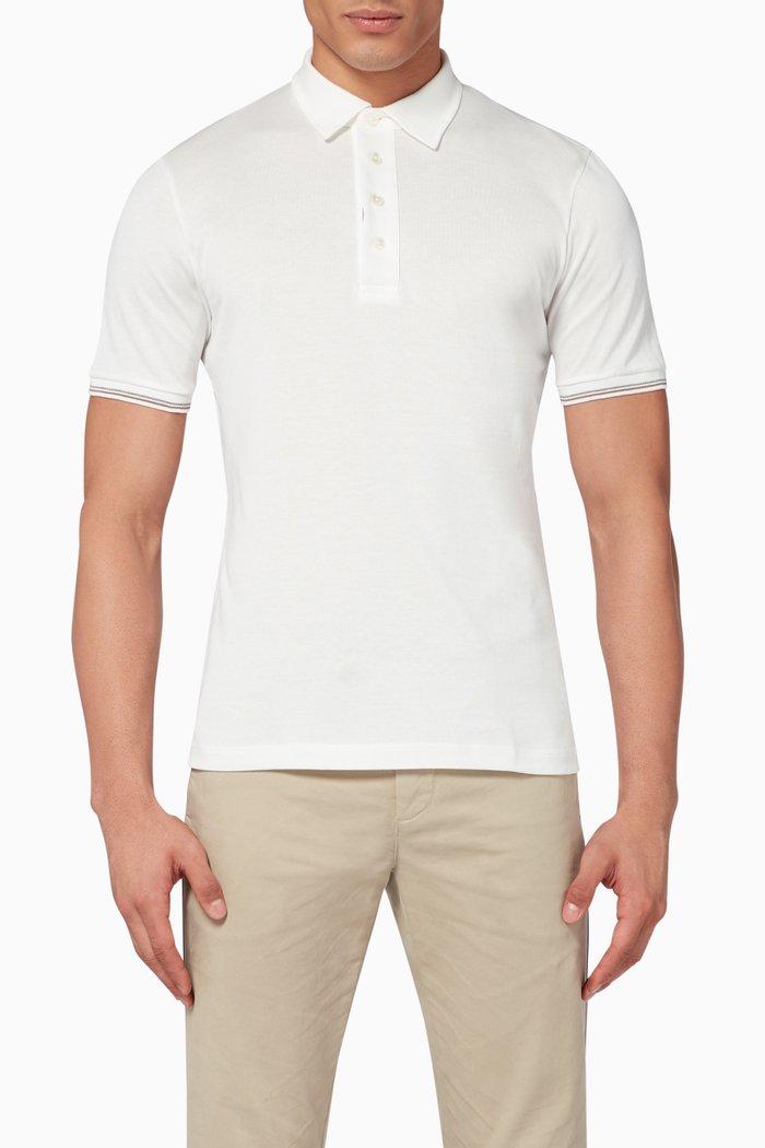 

Cotton Jersey Polo, White