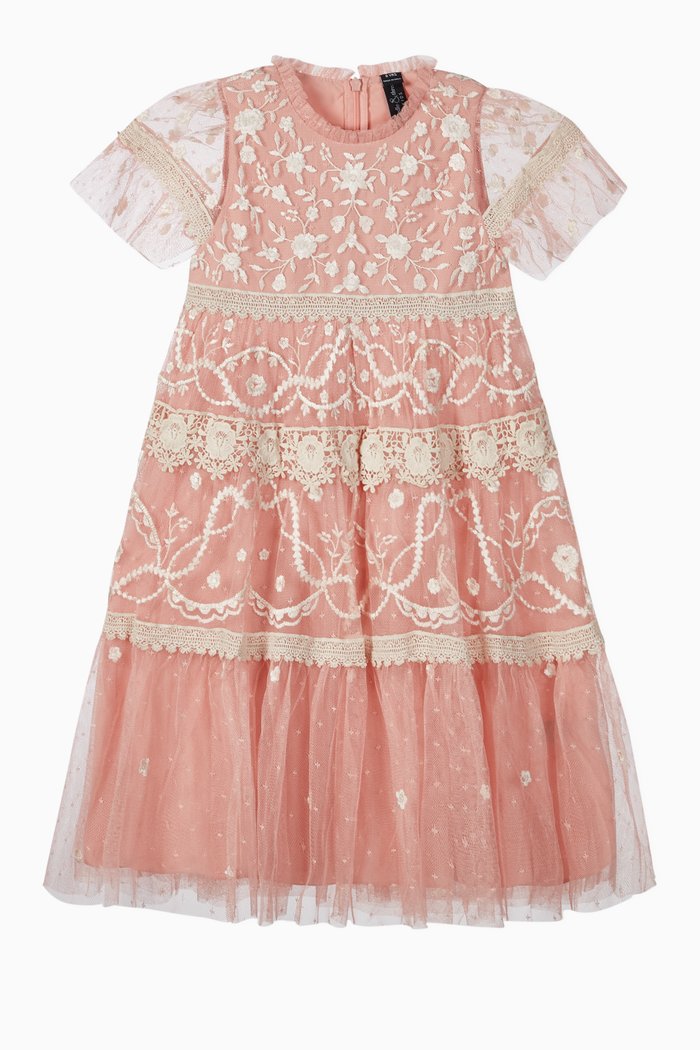 

Midsummer Lace Embroidered Dress, Pink