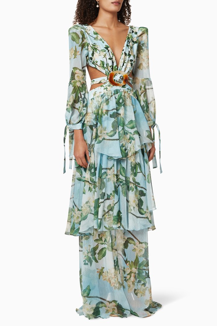 

Floral Printed Beach Dress, Blue