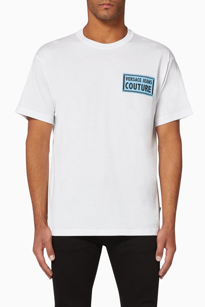 

Logo & Paisley Loop Cotton T-Shirt, White