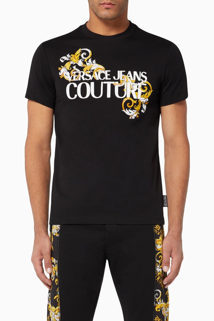 

Baroque Logo Cotton T-Shirt, Black