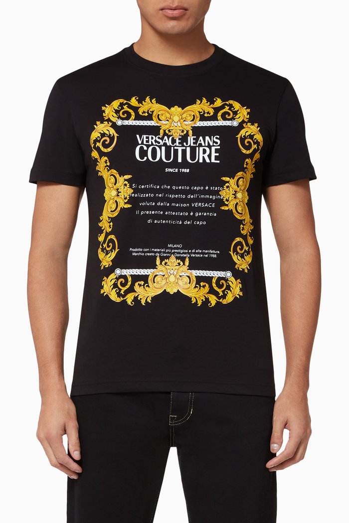 

Baroque Big Label Cotton T-Shirt, Black