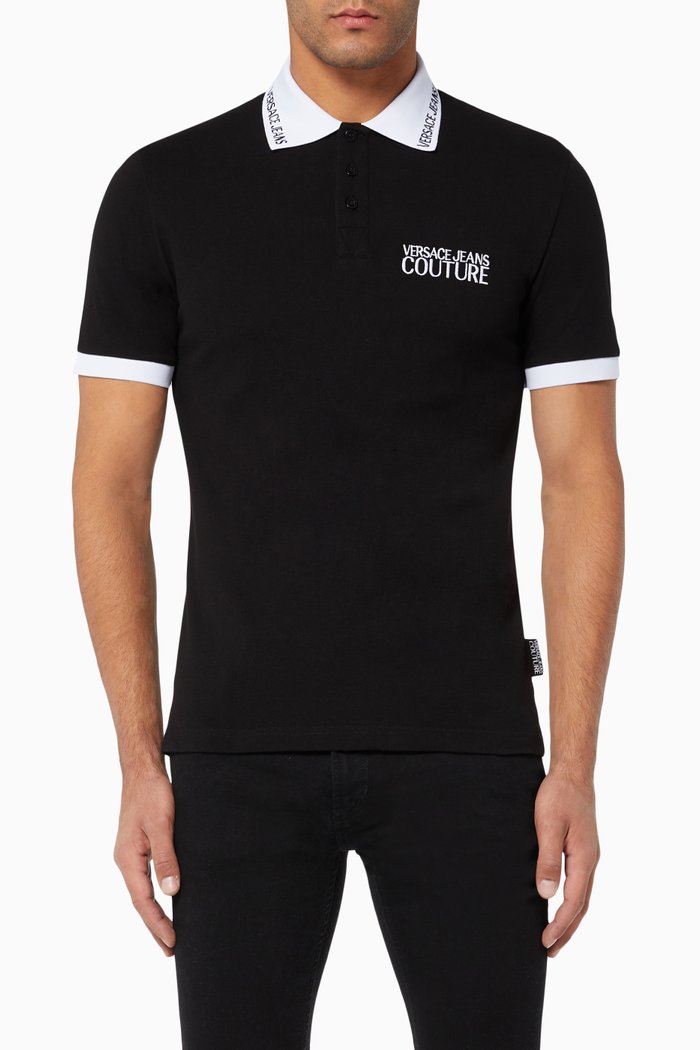 Embroidered Logo Polo T-Shirt, Black