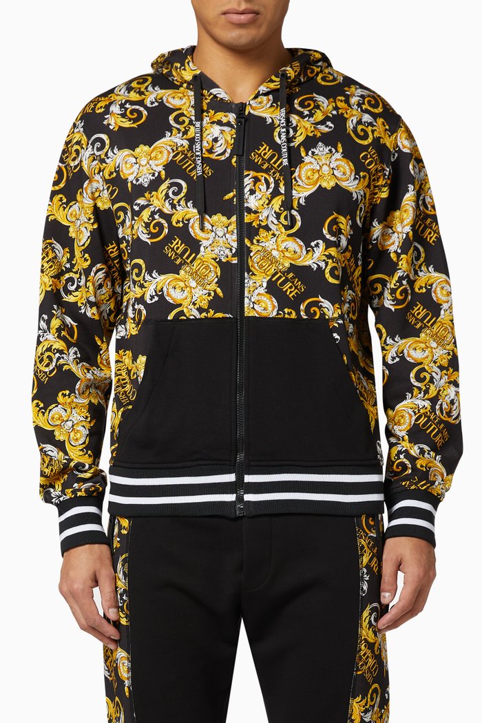 

Logo Baroque Zipped Hoodie, Black