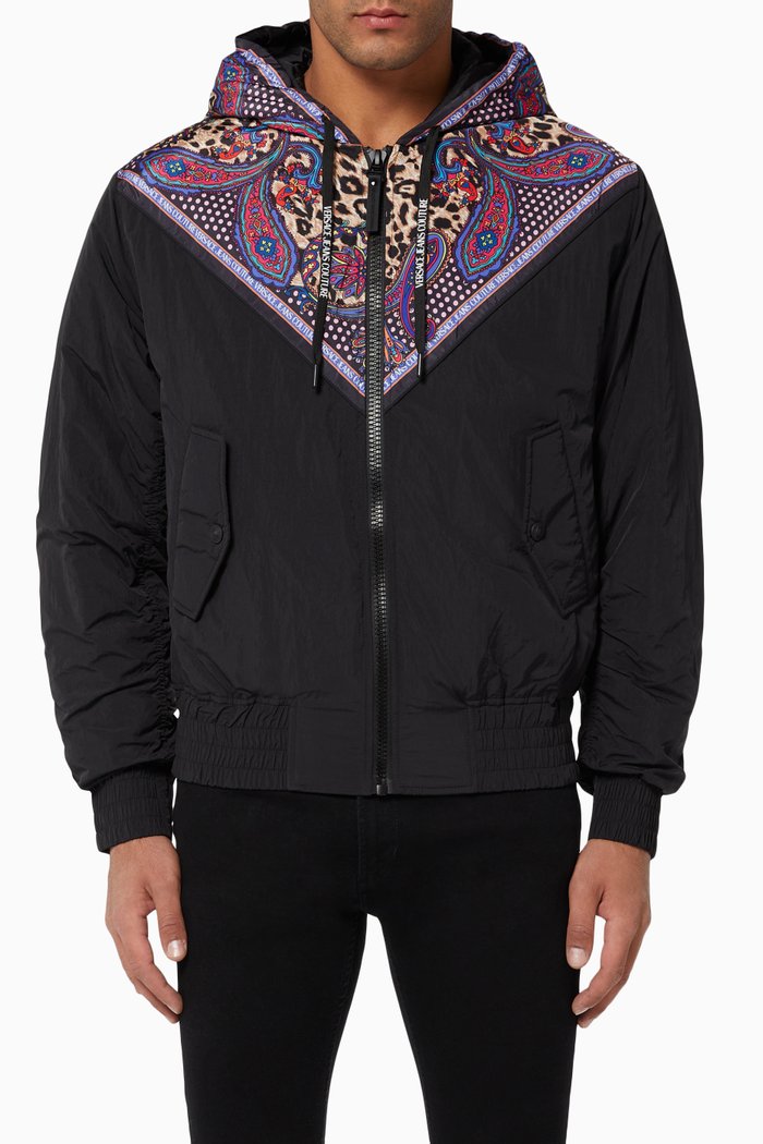 Scarf Print Jacket, Black