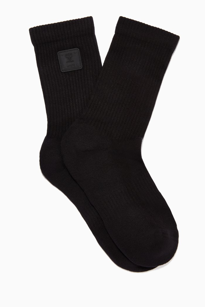 

1976 Logo Plate Cotton Socks, Black