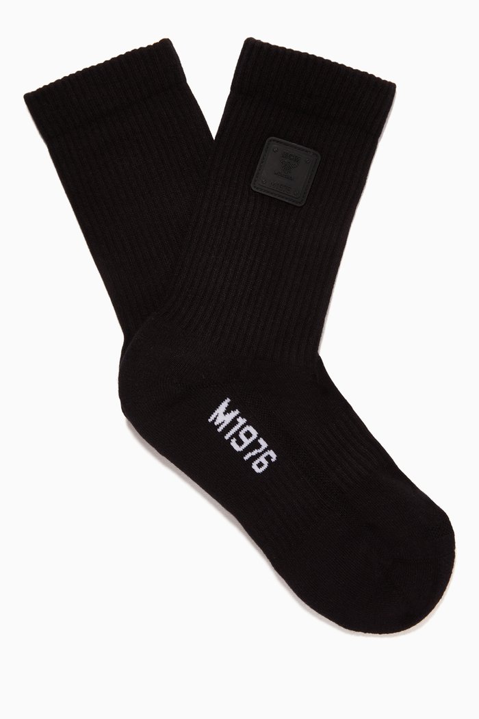 

1976 Logo Plate Cotton Socks, Black