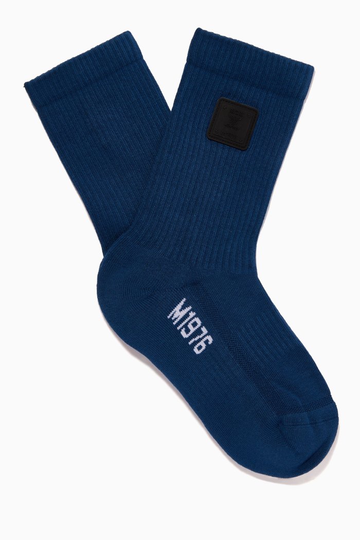 

1976 Logo Plate Cotton Socks, Blue