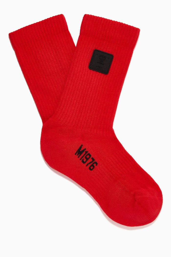 

1976 Logo Plate Cotton Socks, Red