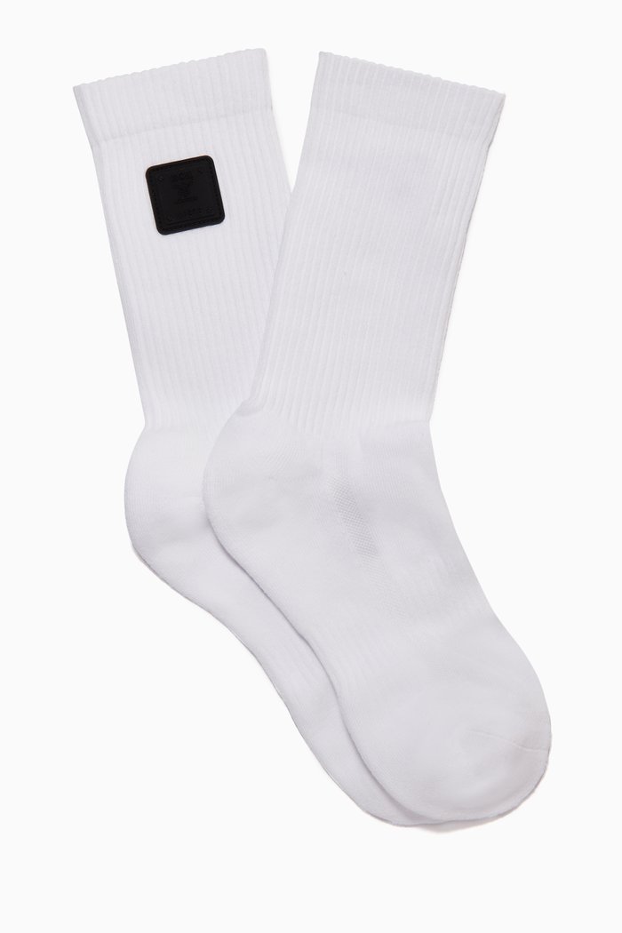 

1976 Logo Plate Cotton Socks, White